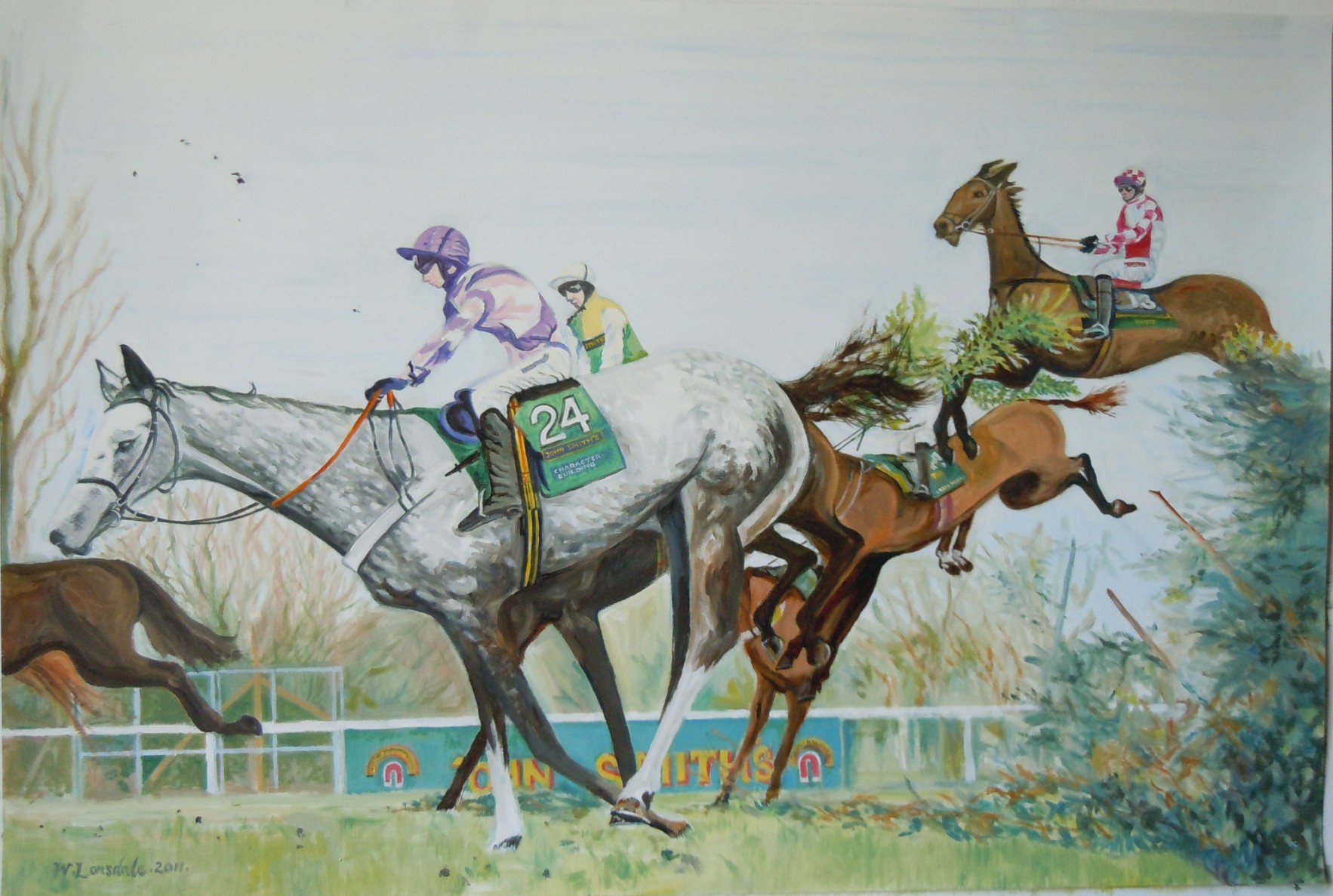 grand national horse jumping with jockey paining william lonsdale
