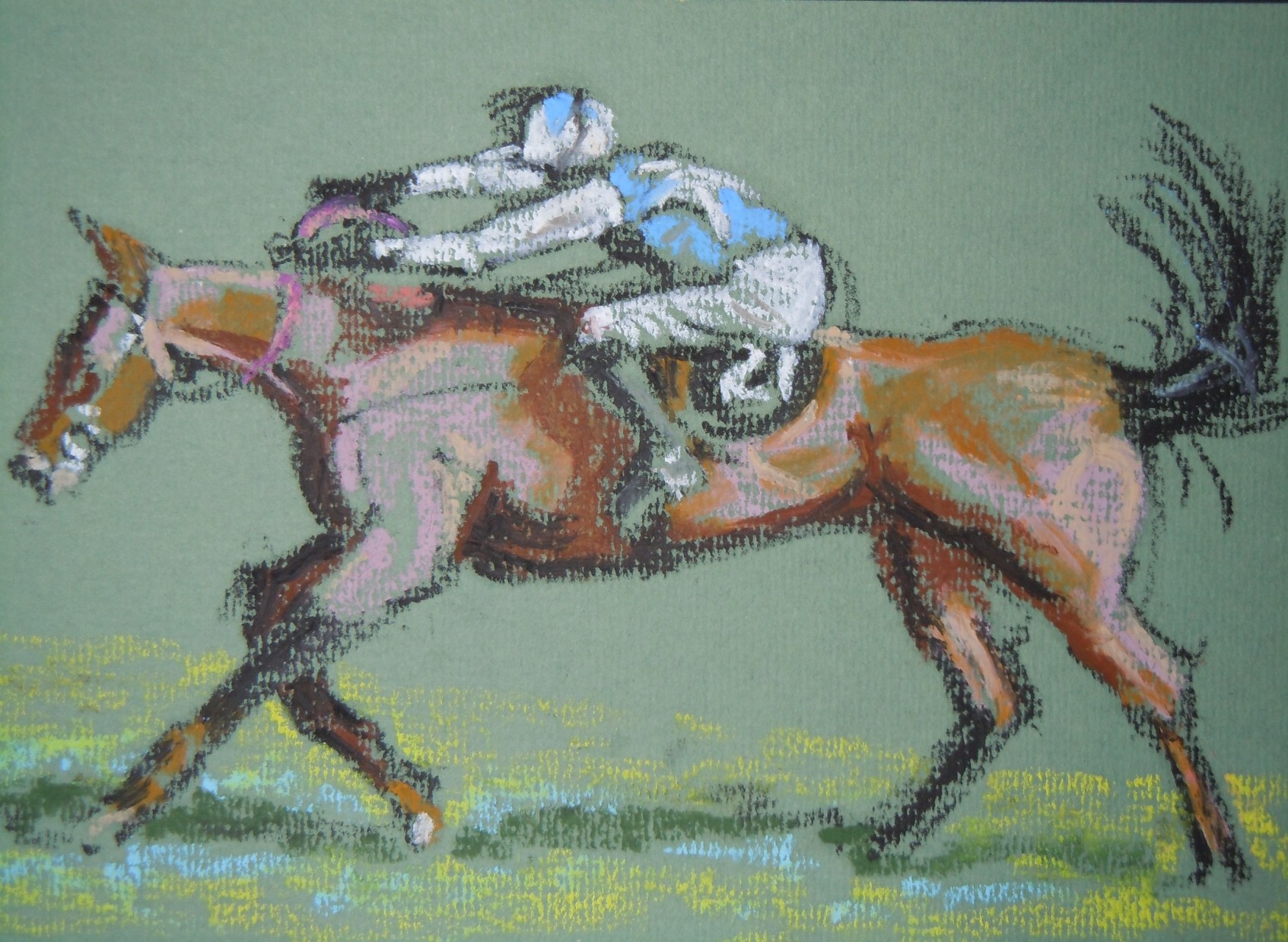 horse and jockey jumper watercolour painting william lonsdale
