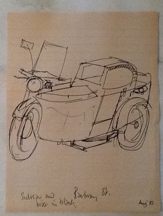 sidecar motorbike sketch William Lonsdale artist