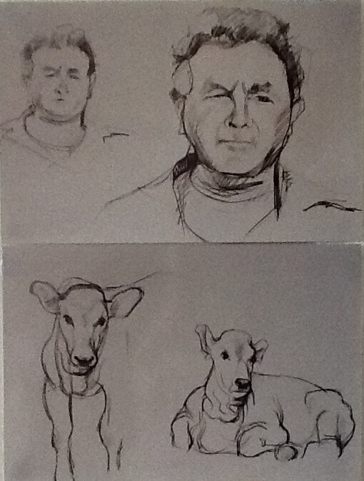 Italian farmer pencil drawing William Lonsdale artist