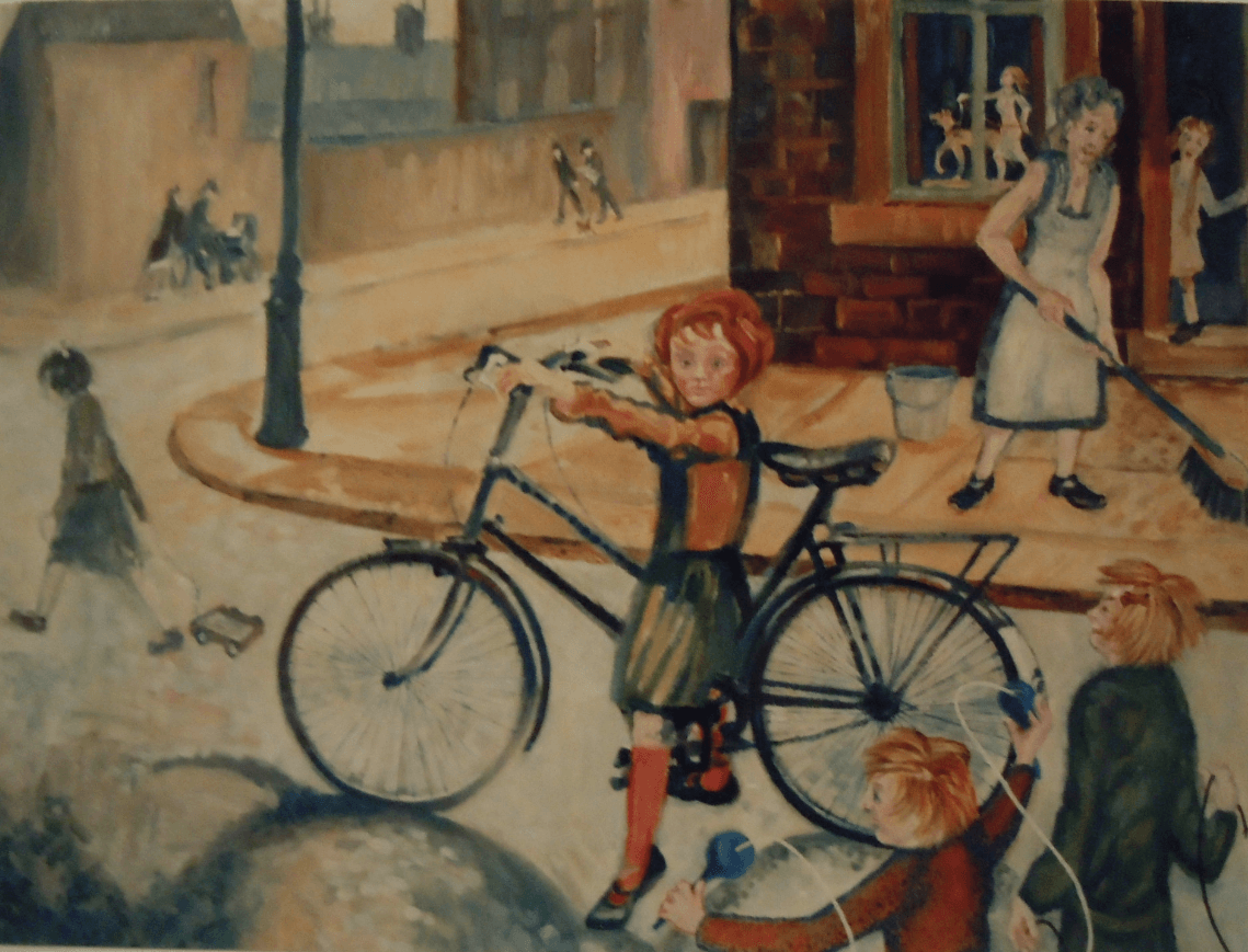 William Lonsdale Artist bike and brush oil painting