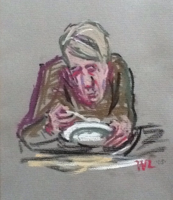 man eating pastel drawing William Lonsdale artist