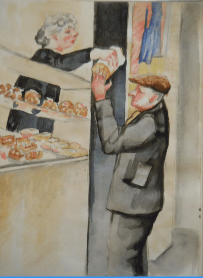 man at bakers painting William Lonsdale artist