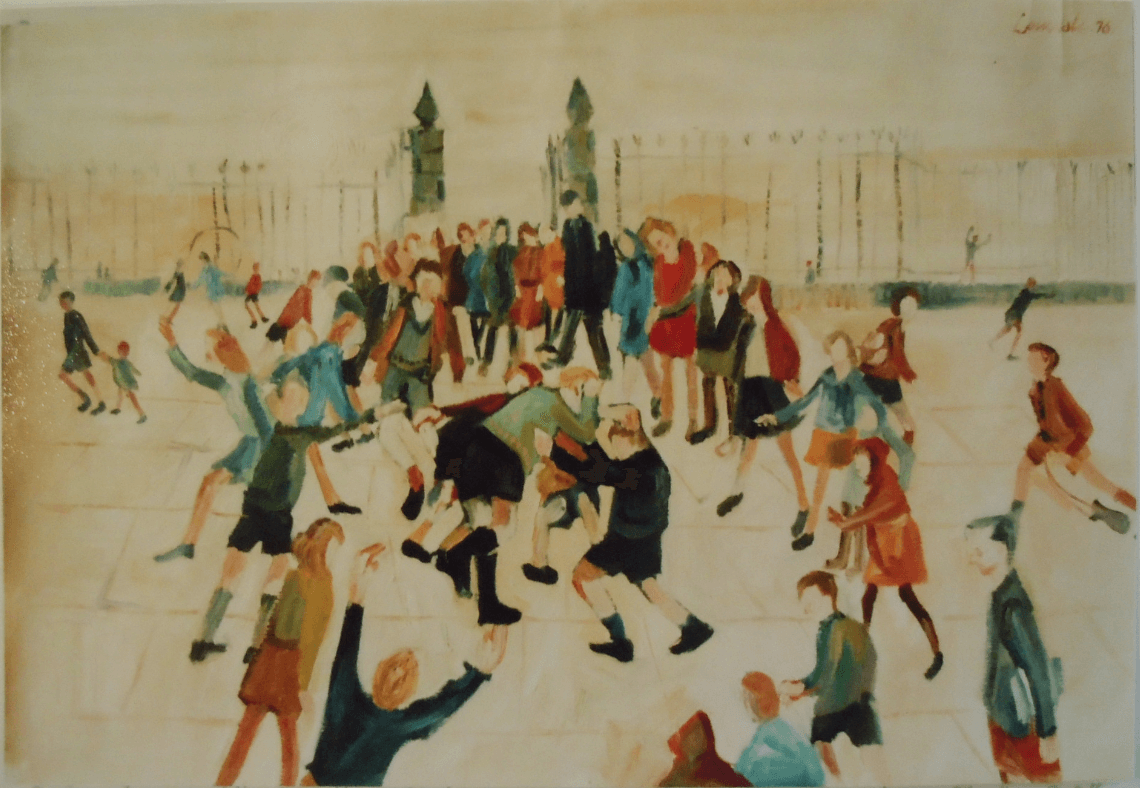 William Lonsdale Artist schoolyard oil painting