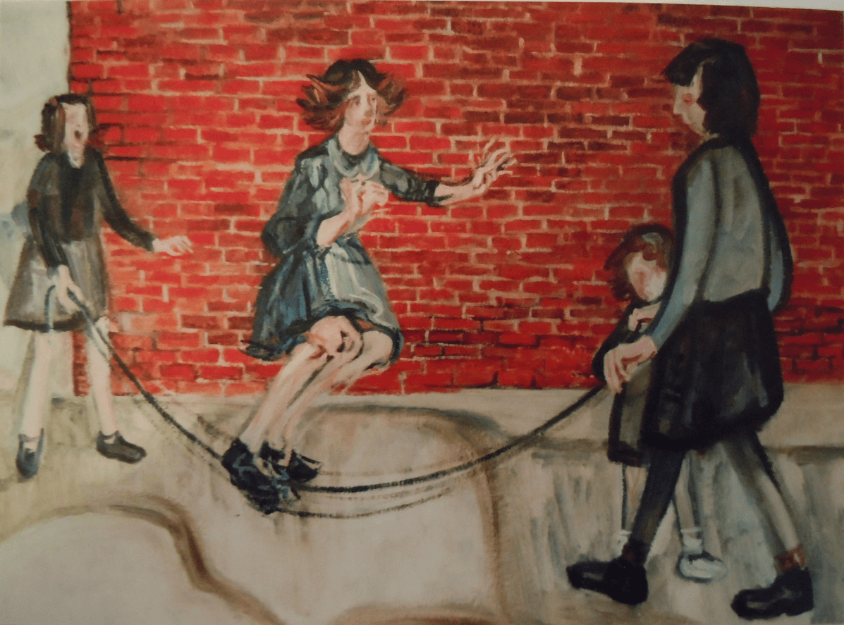 William Lonsdale Artist skipping oil painting