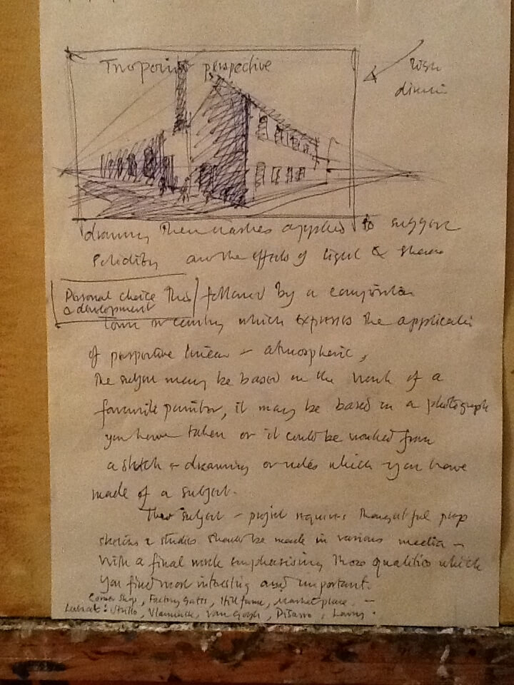 perspective notes in sketch book William Lonsdale Artist