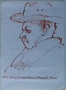 Willam Lonsdale Artist drawing of man in Arles